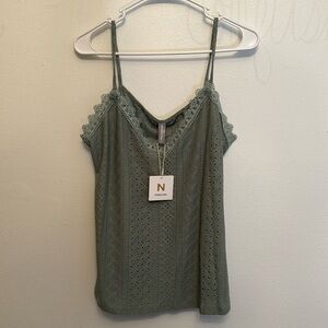 NWT NoraCora green lacey eyelet tank Size Large